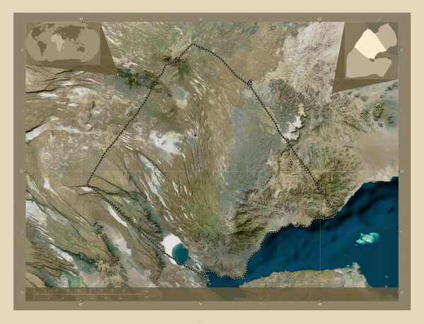 Tadjourah Regione Gibuti Mappa Satellitare Alta Risoluzione Località Delle Principali — Foto Stock