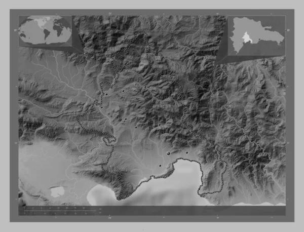 Азуа Провінція Домініканської Республіки Граймасштабна Мапа Висот Озерами Річками Розташування — стокове фото