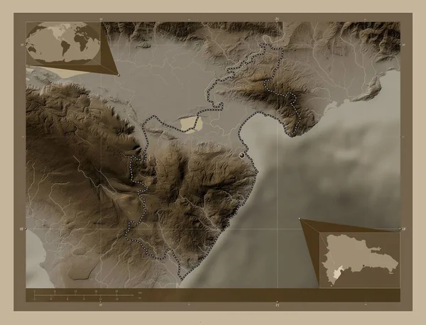 Barahona Provincia República Dominicana Mapa Elevación Coloreado Tonos Sepia Con — Foto de Stock