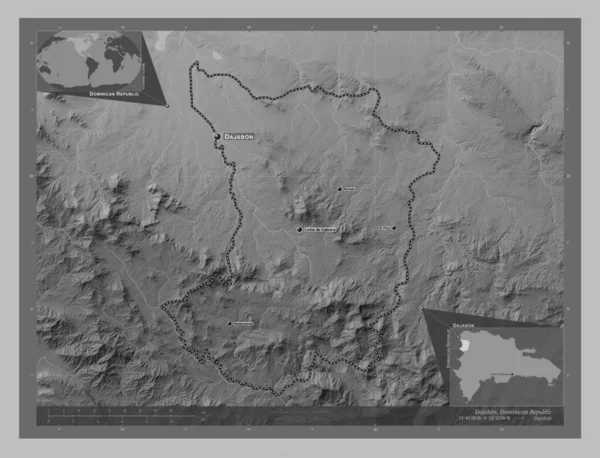 Dajabon Provinsen Dominikanska Republiken Grayscale Höjdkarta Med Sjöar Och Floder — Stockfoto