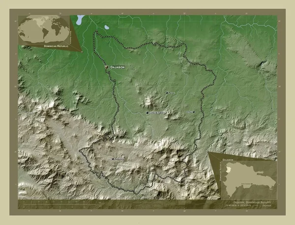 Dajabon Provincia República Dominicana Mapa Elevación Coloreado Estilo Wiki Con —  Fotos de Stock