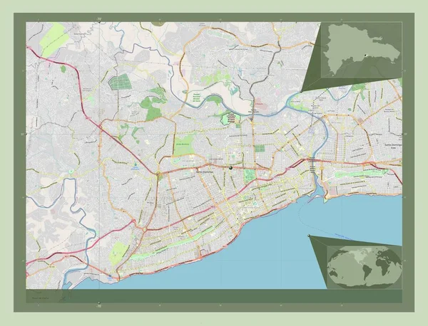 Distrito Nacional Okręg Narodowy Dominikany Otwórz Mapę Ulic Pomocnicze Mapy — Zdjęcie stockowe