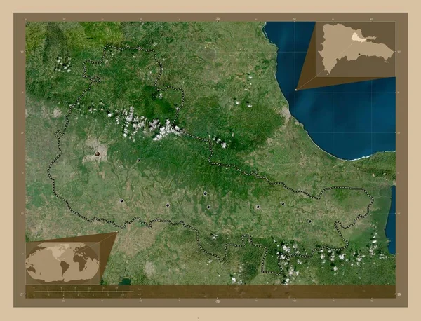 Duarte Provincia República Dominicana Mapa Satelital Baja Resolución Ubicaciones Las —  Fotos de Stock