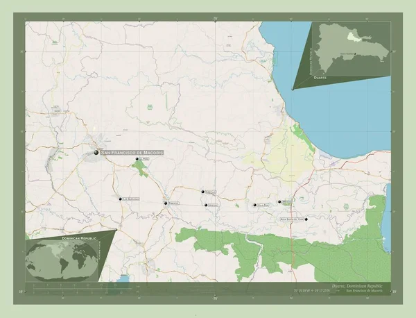 Duarte Província República Dominicana Abrir Mapa Rua Locais Nomes Das — Fotografia de Stock