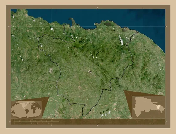 ドミニカ共和国のエル セイボ州 低解像度衛星地図 コーナー補助位置図 — ストック写真