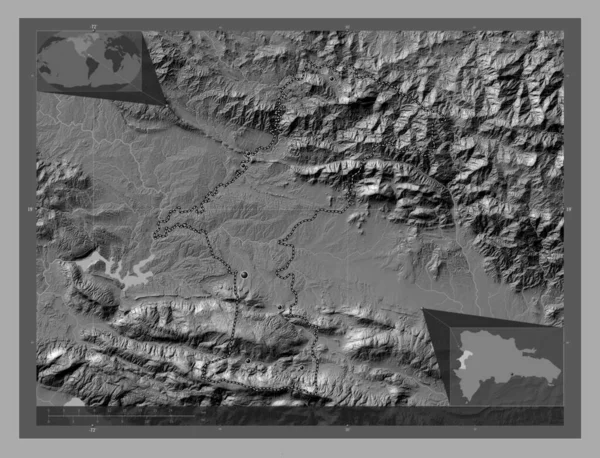 Elias Pina Prowincja Dominikany Dwupoziomowa Mapa Jeziorami Rzekami Lokalizacje Dużych — Zdjęcie stockowe