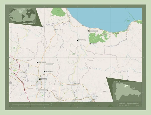 Espaillat Provincia Della Repubblica Dominicana Mappa Stradale Aperta Località Nomi — Foto Stock