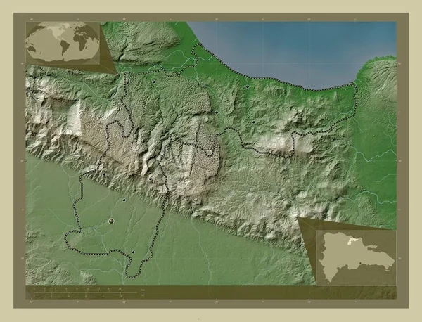 Espaillat Dominik Cumhuriyeti Ili Yükseklik Haritası Göller Nehirlerle Wiki Tarzında — Stok fotoğraf