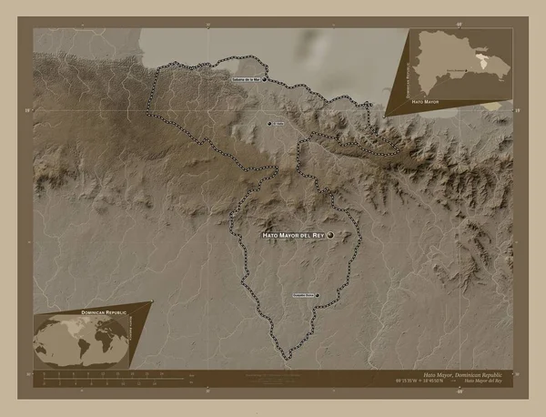 Hato Mayor Province Dominican Republic Elevation Map Colored Sepia Tones — Stock Photo, Image