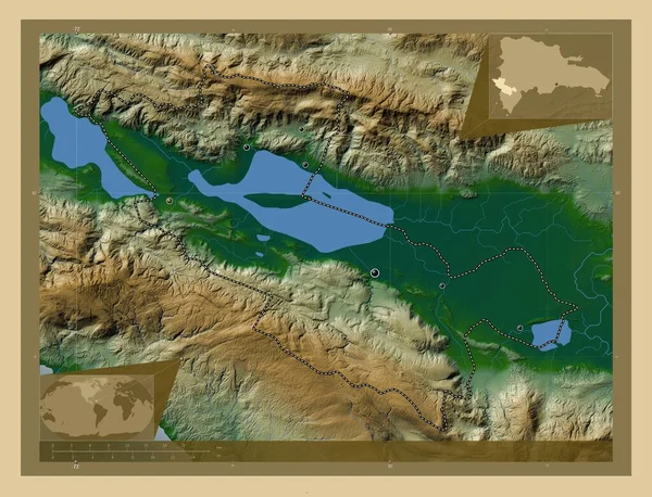 Independencial Provincia República Dominicana Mapa Elevación Colores Con Lagos Ríos —  Fotos de Stock