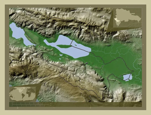 Независимый Провинция Доминиканская Республика Карта Высоты Окрашенная Вики Стиле Озерами — стоковое фото