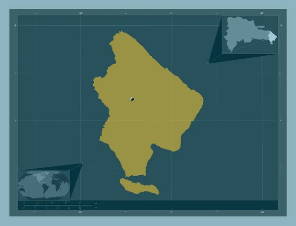 Altagracia Επαρχία Της Δομινικανής Δημοκρατίας Ατόφιο Χρώμα Γωνιακοί Χάρτες Βοηθητικής — Φωτογραφία Αρχείου