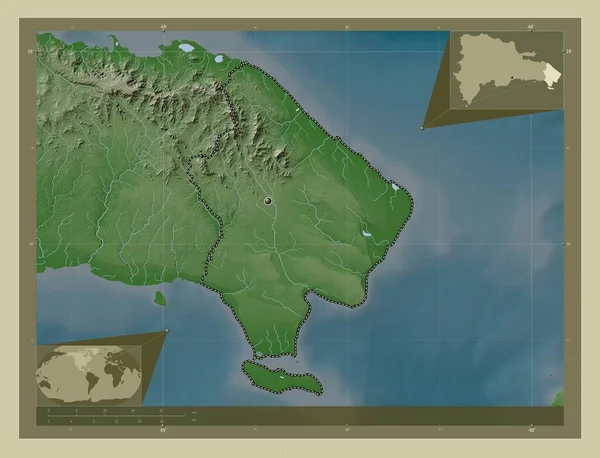 Альтаграсия Провинция Доминиканская Республика Карта Высоты Окрашенная Вики Стиле Озерами — стоковое фото