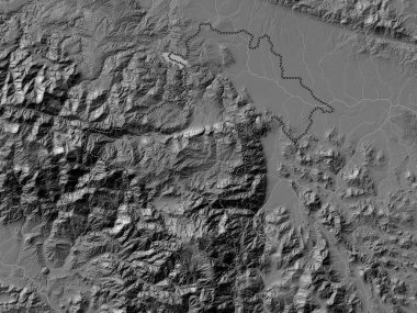 La Vega, Dominik Cumhuriyeti eyaleti. Gölleri ve nehirleri olan çift seviyeli yükseklik haritası