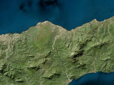 Baucau, Doğu Timor belediyesi. Düşük çözünürlüklü uydu haritası