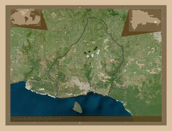 多米尼加共和国La Romana省 低分辨率卫星地图 角辅助位置图 — 图库照片