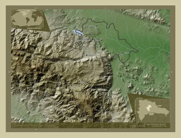 Vega Province Dominican Republic Elevation Map Colored Wiki Style Lakes — Stock Photo, Image