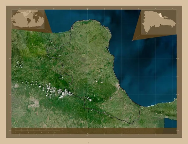 Maria Trinidad Sanchez Província República Dominicana Mapa Satélite Baixa Resolução — Fotografia de Stock