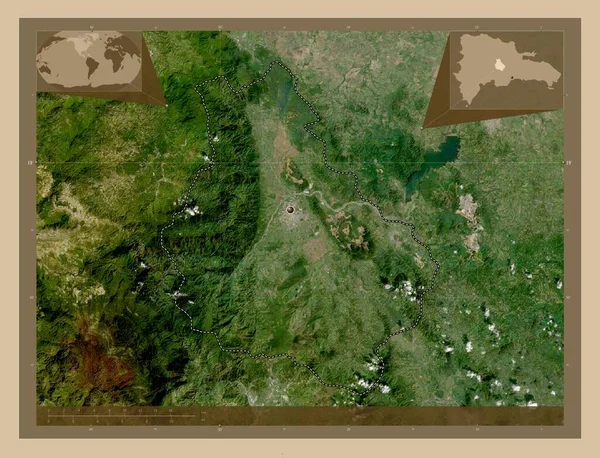 Monsenor Nouel 多米尼加共和国省 低分辨率卫星地图 角辅助位置图 — 图库照片