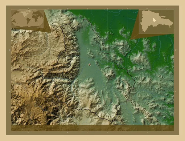 Monsenor Nouel Province Dominican Republic Colored Elevation Map Lakes Rivers — Stock Photo, Image