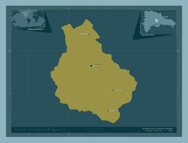 모레노 도미니카 공화국의 색깔의 지역의 도시들의 위치와 Corner Auxiliary Location — 스톡 사진