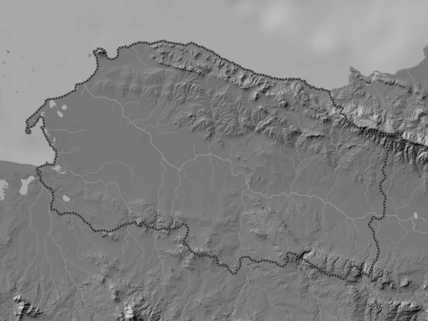 ドミニカ共和国のモンテ クリスティー州 湖や川と二階の標高マップ — ストック写真