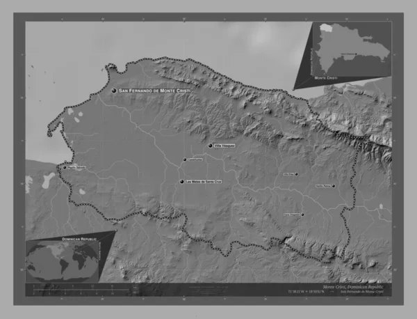 Monte Cristi Provinz Dominikanische Republik Karte Mit Seen Und Flüssen — Stockfoto