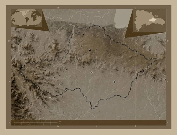 Monte Plata Επαρχία Δομινικανής Δημοκρατίας Υψόμετρο Χάρτη Χρωματισμένο Τόνους Σέπια — Φωτογραφία Αρχείου