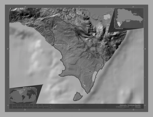 Pedernales Provincia República Dominicana Mapa Elevación Bilevel Con Lagos Ríos —  Fotos de Stock