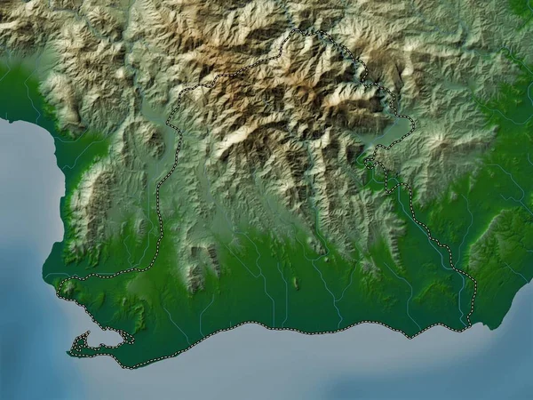 Peravia Provincia República Dominicana Mapa Elevación Colores Con Lagos Ríos —  Fotos de Stock