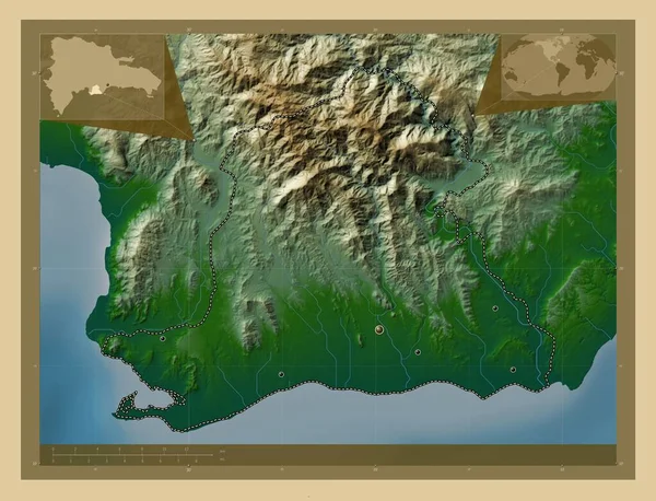 Peravia Província República Dominicana Mapa Elevação Colorido Com Lagos Rios — Fotografia de Stock