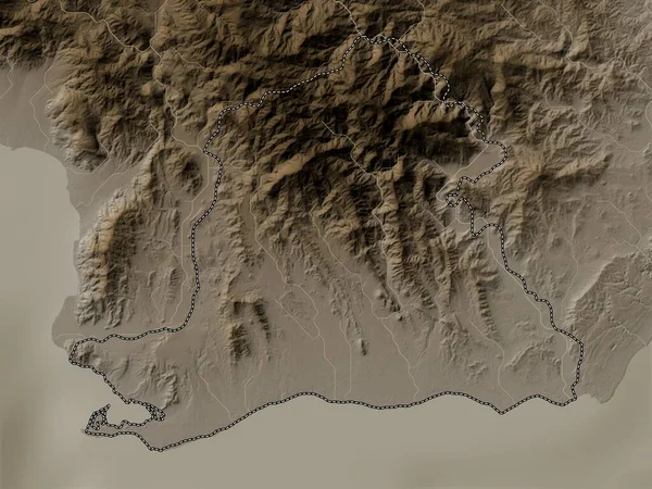 Peravia Province Dominican Republic Elevation Map Colored Sepia Tones Lakes — Stock Photo, Image