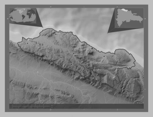 Puerto Plata Provincie Dominicaanse Republiek Grayscale Hoogte Kaart Met Meren — Stockfoto