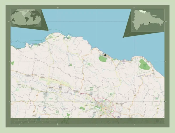 Puerto Plata Provincie Dominicaanse Republiek Open Plattegrond Hulplocatiekaarten Hoek — Stockfoto