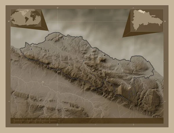 Puerto Plata Επαρχία Της Δομινικανής Δημοκρατίας Υψόμετρο Χάρτη Χρωματισμένο Τόνους — Φωτογραφία Αρχείου