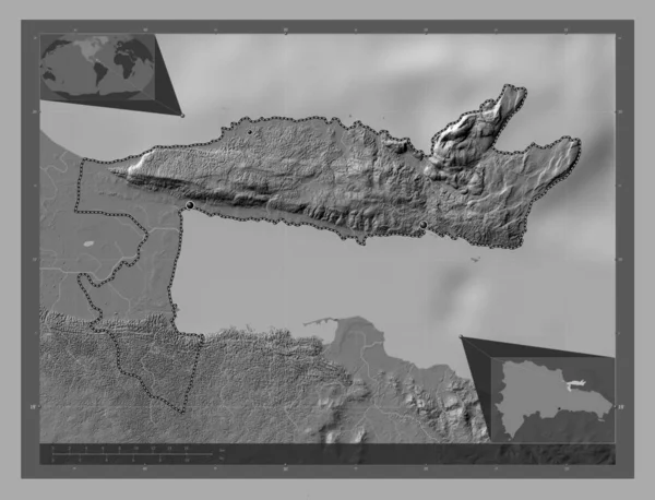 Samana Province Dominican Republic Bilevel Elevation Map Lakes Rivers Locations — Stock Photo, Image