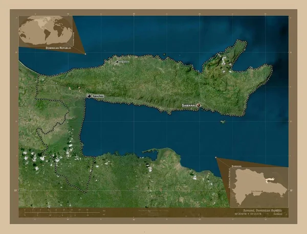 Samana Provincie Dominicaanse Republiek Lage Resolutie Satellietkaart Locaties Namen Van — Stockfoto