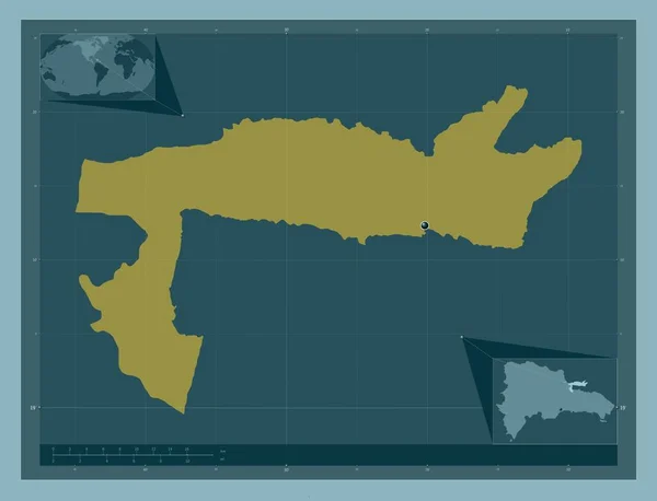 Samana Επαρχία Δομινικανής Δημοκρατίας Ατόφιο Χρώμα Γωνιακοί Χάρτες Βοηθητικής Θέσης — Φωτογραφία Αρχείου