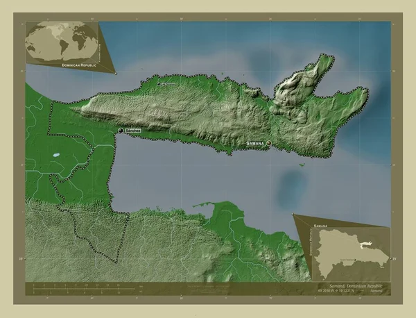 Samana Provincie Dominikánská Republika Zdvihová Mapa Zbarvená Stylu Wiki Jezery — Stock fotografie