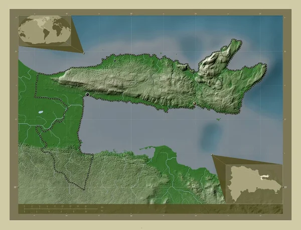 Самана Провинция Доминиканская Республика Карта Высоты Окрашенная Вики Стиле Озерами — стоковое фото