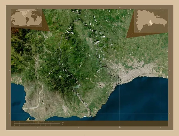 San Cristobal Επαρχία Δομινικανής Δημοκρατίας Δορυφορικός Χάρτης Χαμηλής Ανάλυσης Γωνιακοί — Φωτογραφία Αρχείου