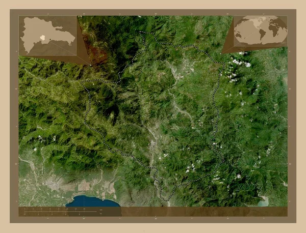ドミニカ共和国のサンノゼ オコア州 低解像度衛星地図 コーナー補助位置図 — ストック写真