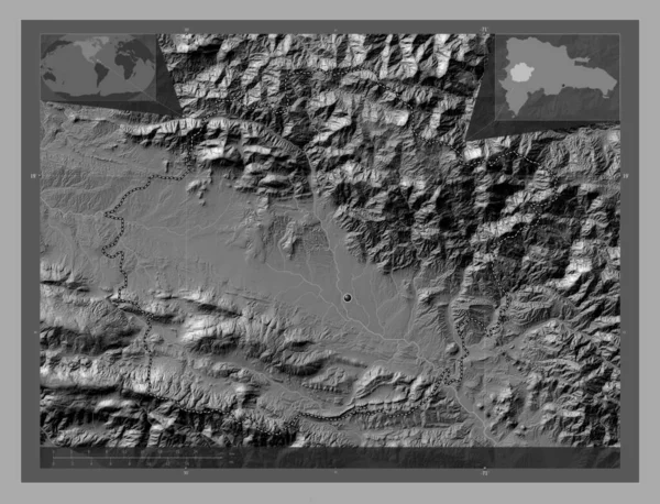 San Juan Prowincja Dominikany Dwupoziomowa Mapa Jeziorami Rzekami Pomocnicze Mapy — Zdjęcie stockowe