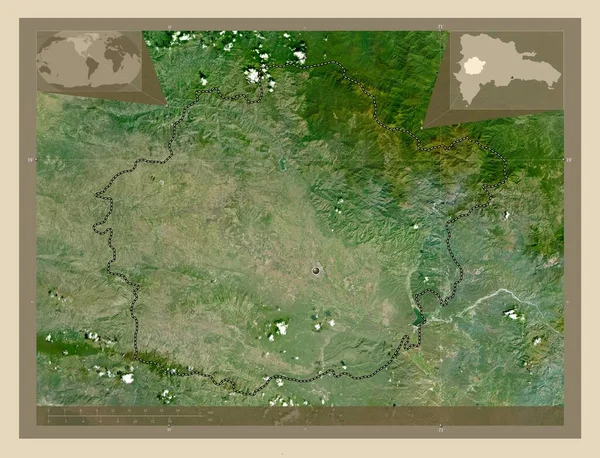 ドミニカ共和国のサンファン州 高解像度衛星地図 コーナー補助位置図 — ストック写真