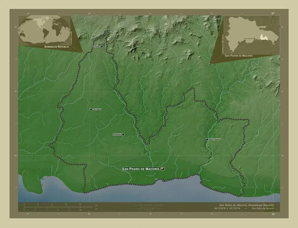 San Pedro Macoris Província República Dominicana Mapa Elevação Colorido Estilo — Fotografia de Stock