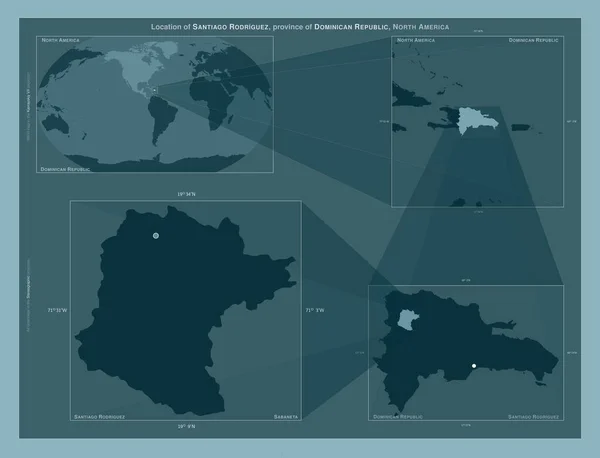 Сантьяго Родрігес Провінція Домініканська Республіка Діаграма Показує Розташування Регіону Мапах — стокове фото