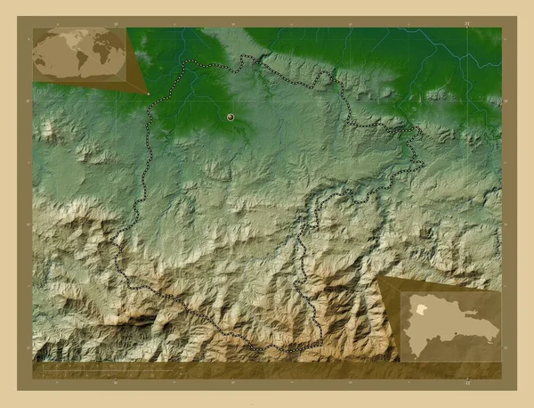 Santiago Rodriguez Oblast Dominikánské Republiky Barevná Mapa Jezery Řekami Pomocné — Stock fotografie