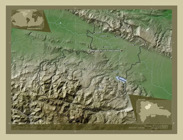 Santiago Provincia Della Repubblica Dominicana Mappa Elevazione Colorata Stile Wiki — Foto Stock