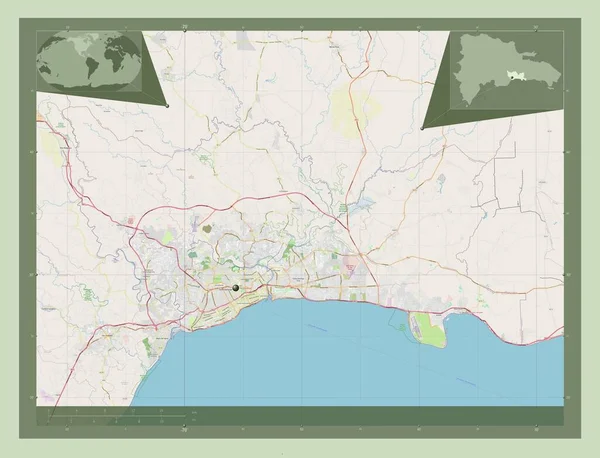 Santo Domingo Província República Dominicana Abrir Mapa Rua Mapa Localização — Fotografia de Stock