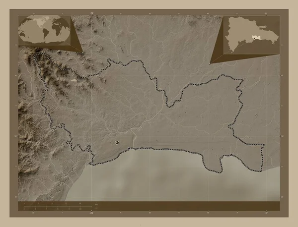 Santo Domingo Province Dominican Republic Elevation Map Colored Sepia Tones — Stock Photo, Image